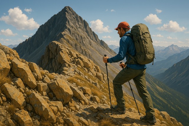 climber green shirt handhold