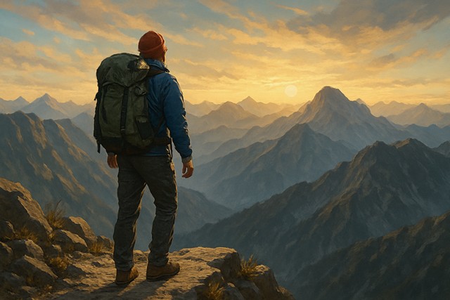 mountaineer hiking rocky trail