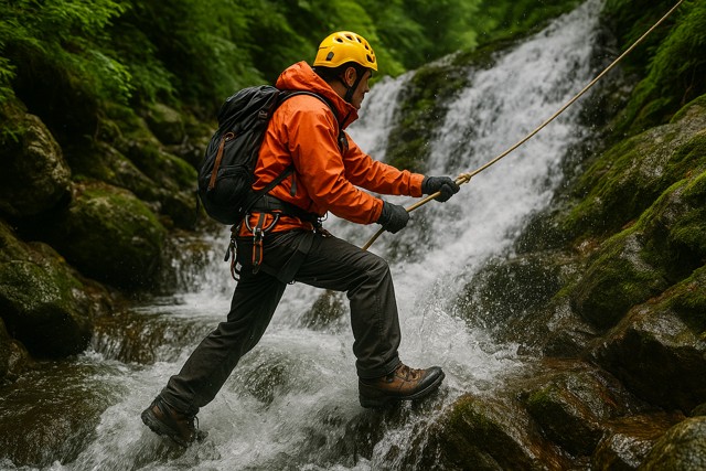 man_rope_waterfall_climbing
