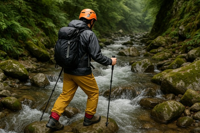man_trekking_mountain_river
